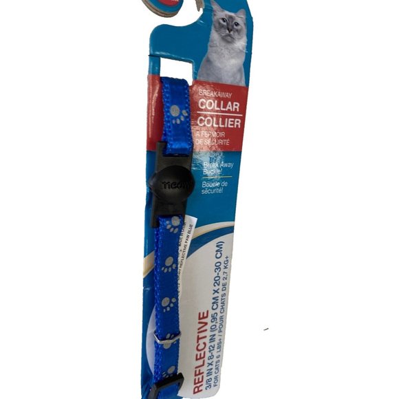 Reflective Blue Cat Collar New Paw Print Cute Design 8-12 IN - Picture 2 of 4